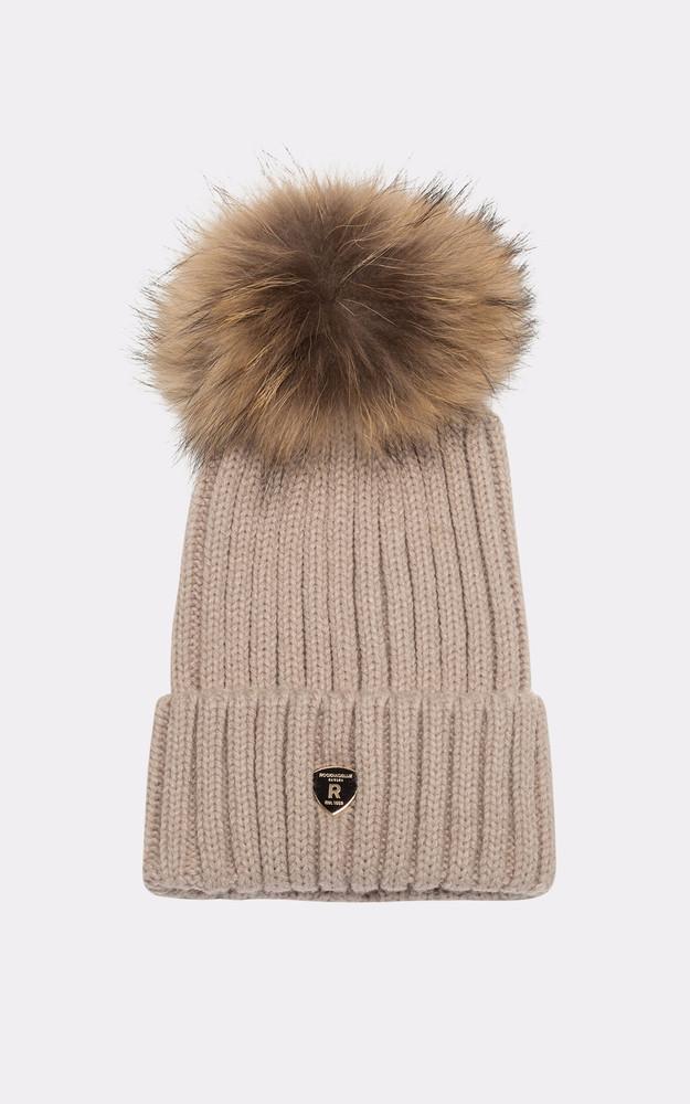 la canadienne Bonnet laine et raccoon beige
