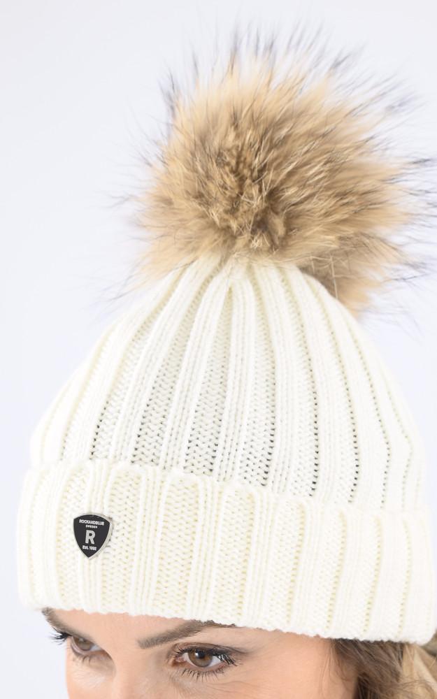 La Canadienne Bonnet Laine Et Raccoon Blanc