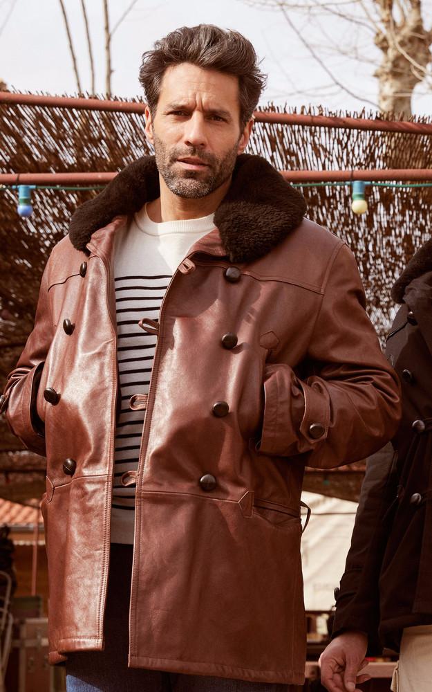 la canadienne Canadienne cuir d'agneau marron