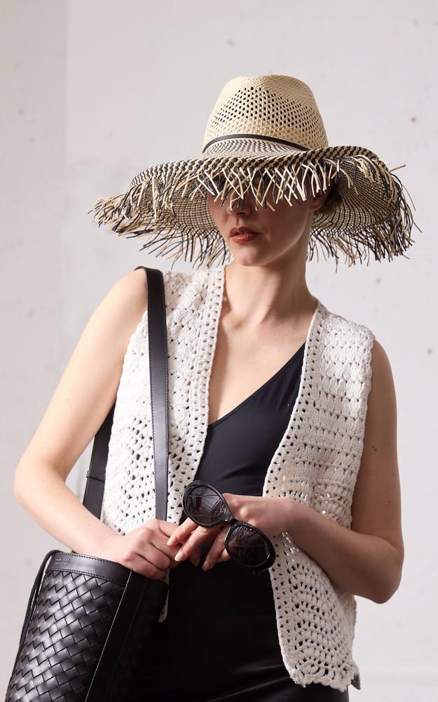 la canadienne Chapeau large Moore beige/noir