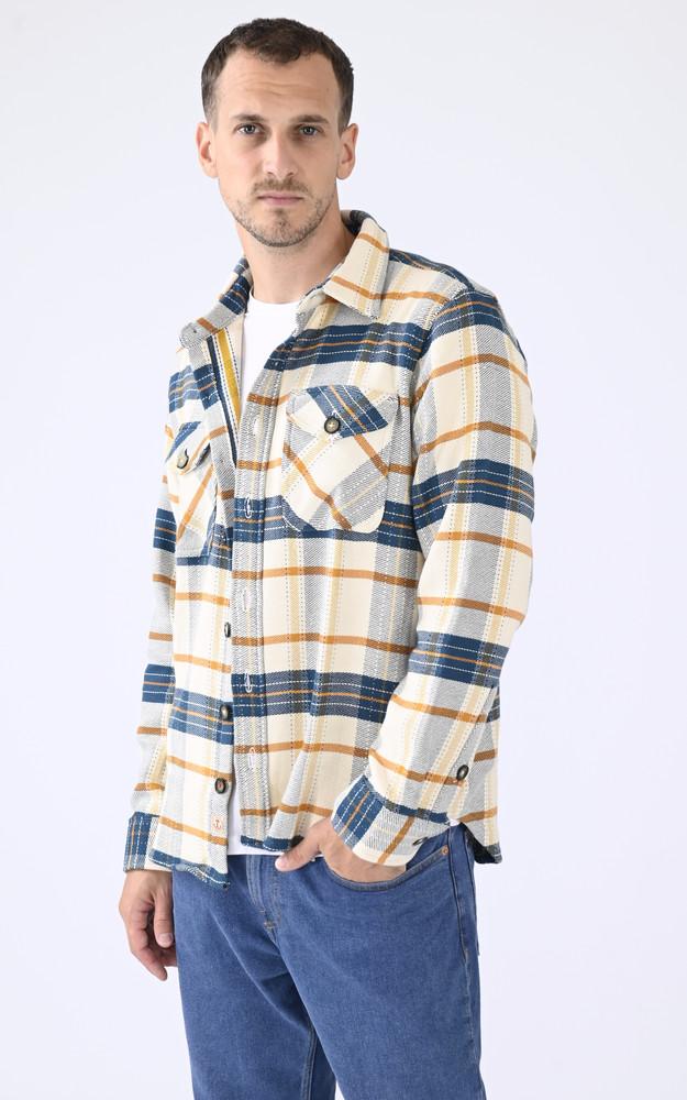 la canadienne Chemise coton rayures bleu