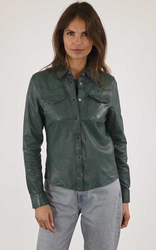 La Canadienne Chemise Cuir Cintrée Cecilia Vert
