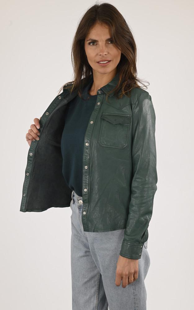 La Canadienne Chemise Cuir Cintrée Cecilia Vert