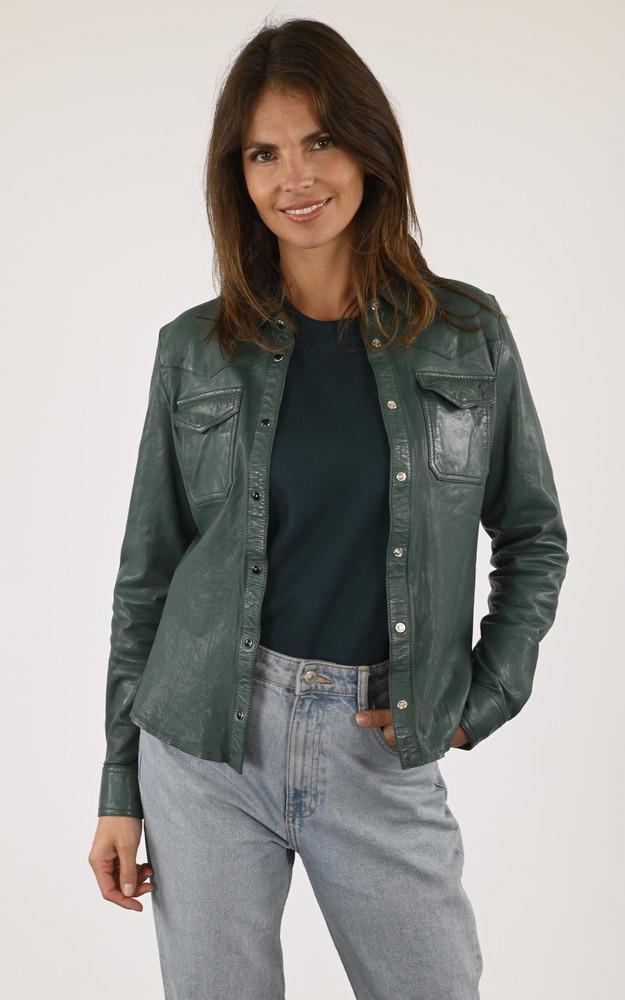 la canadienne Chemise cuir cintrée Cecilia vert
