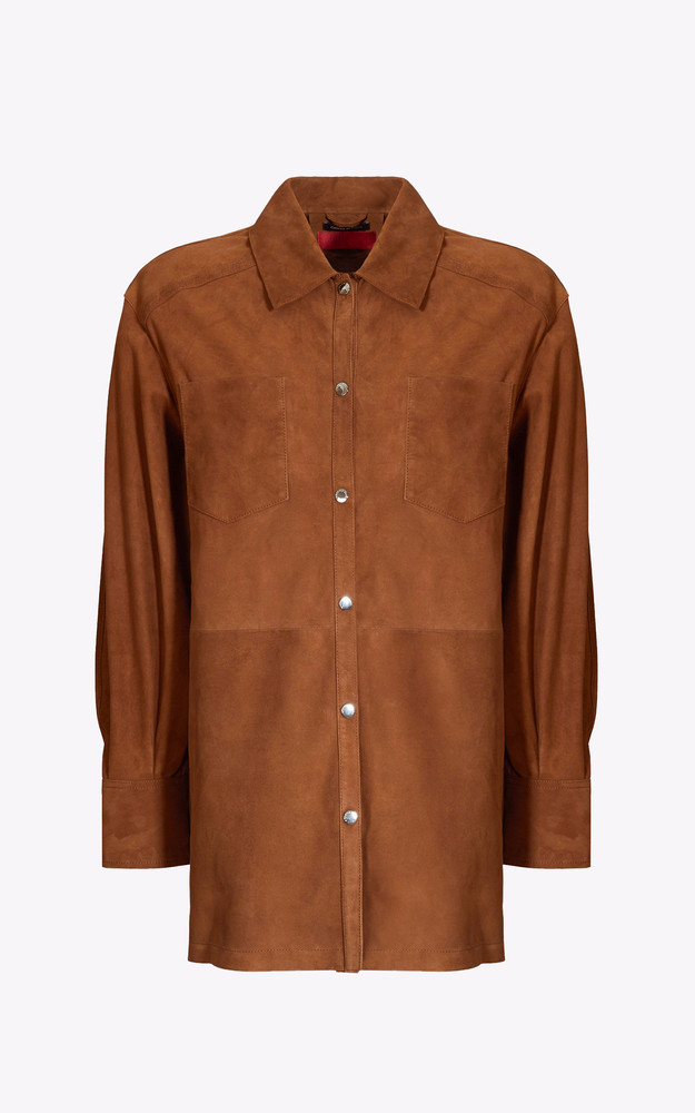 La Canadienne Chemise Cuir Velours Kumette Cognac