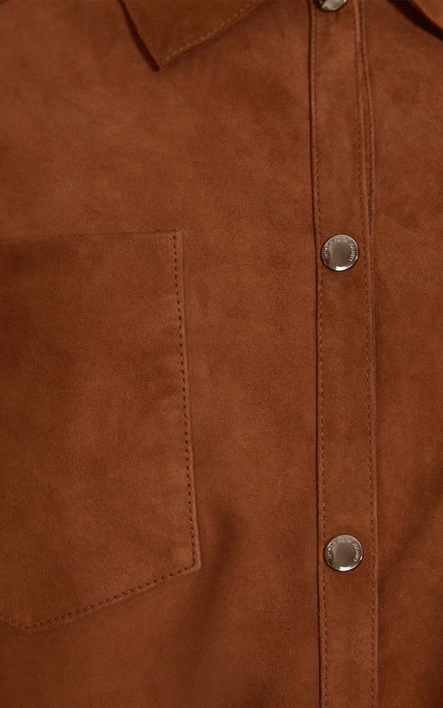 La Canadienne Chemise Cuir Velours Kumette Cognac