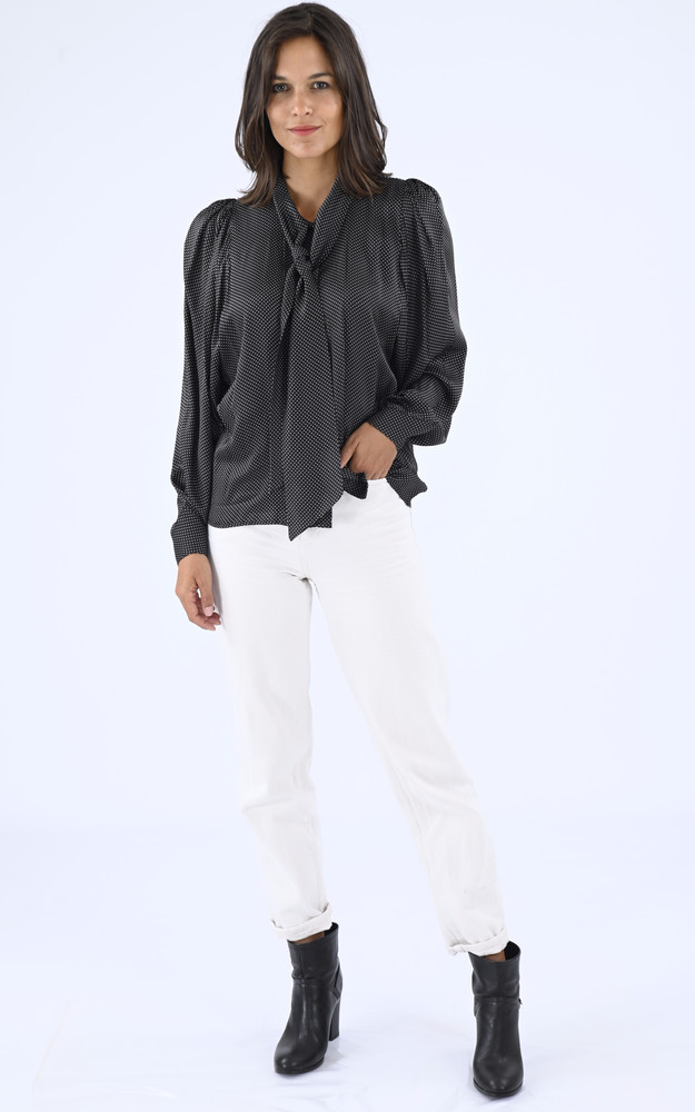 La Canadienne Chemisier à Pois Noir