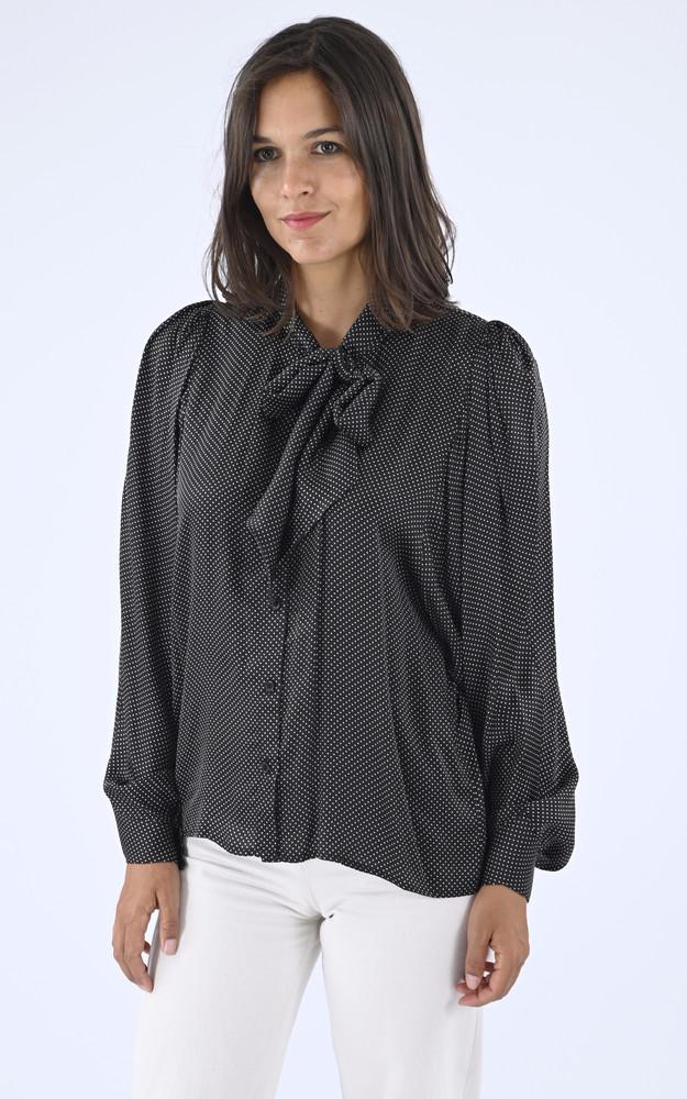 La Canadienne Chemisier à Pois Noir