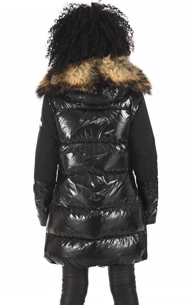 La Canadienne Doudoune Bi-matière Noire Fourrure