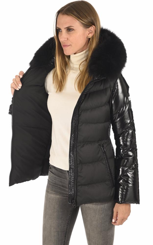 La Canadienne Doudoune Bi-matière Noire Fourrure