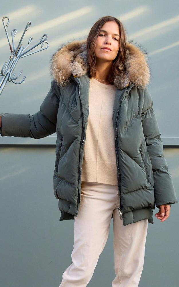 la canadienne Doudoune capuche fourrure kaki