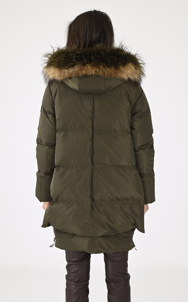 La Canadienne Doudoune Capuche Renard Kaki