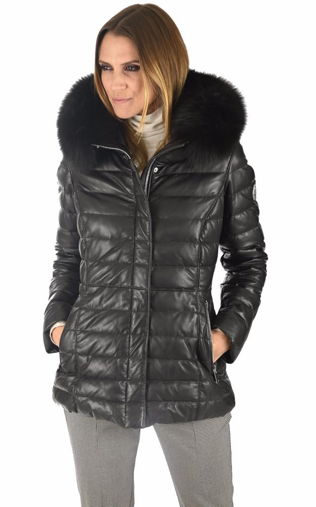 La Canadienne Doudoune Cintrée Cuir Noir