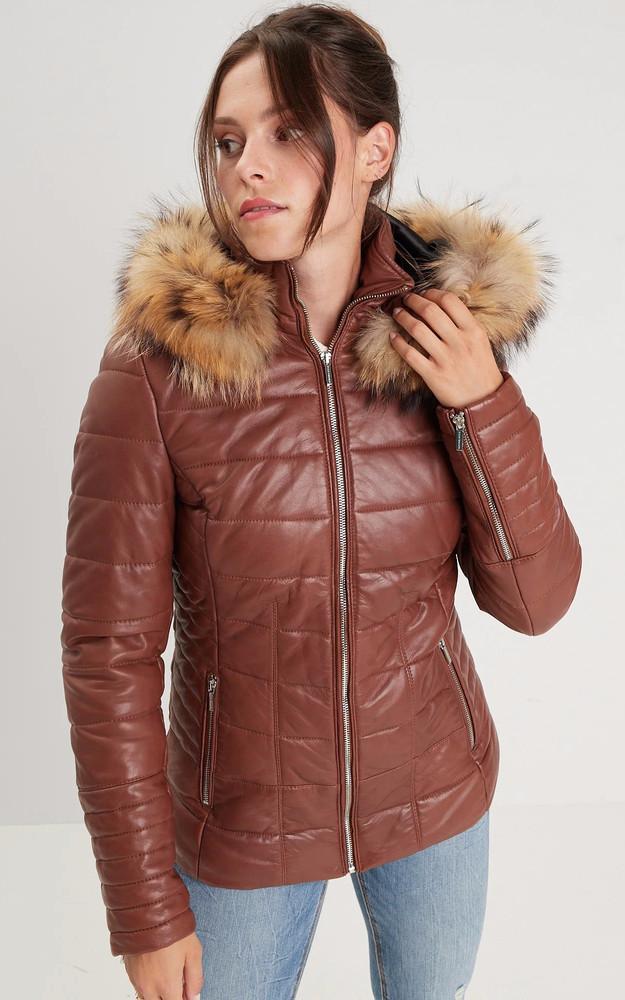 la canadienne Doudoune cintrée Helena cognac foncé