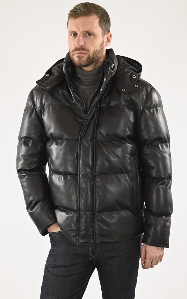 La Canadienne Doudoune Courte Cuir Noir