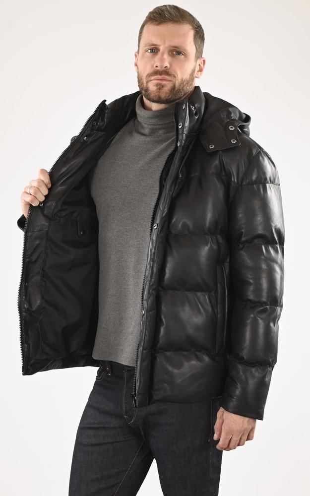 La Canadienne Doudoune Courte Cuir Noir