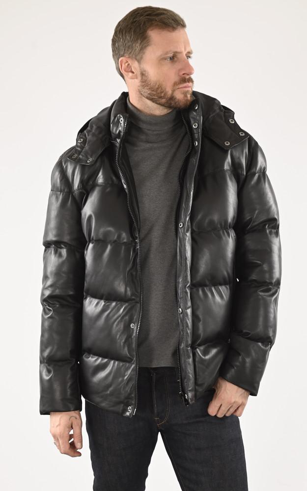 la canadienne Doudoune courte cuir noir