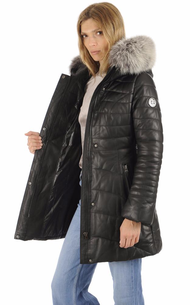 La Canadienne Doudoune Cuir Agneau Noire