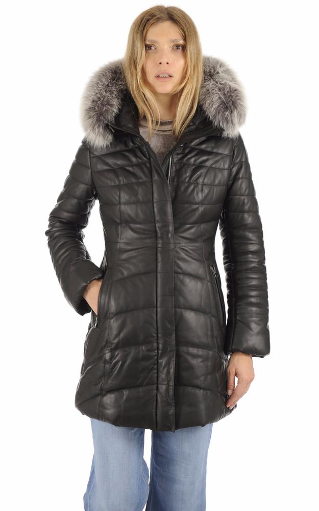 la canadienne Doudoune cuir agneau noire