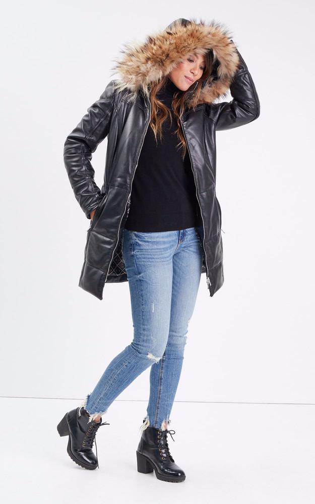 La Canadienne Doudoune Cuir Anouk Noir