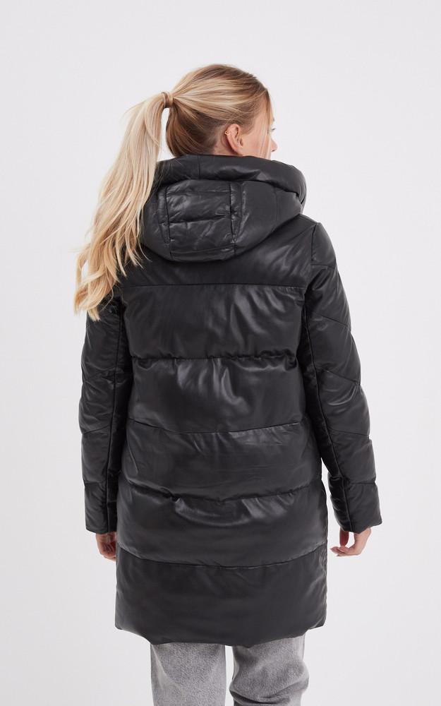 La Canadienne Doudoune Cuir Capuche Olgar Noire
