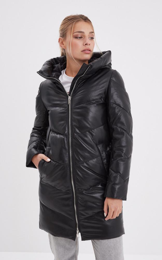 la canadienne Doudoune cuir capuche Olgar noire