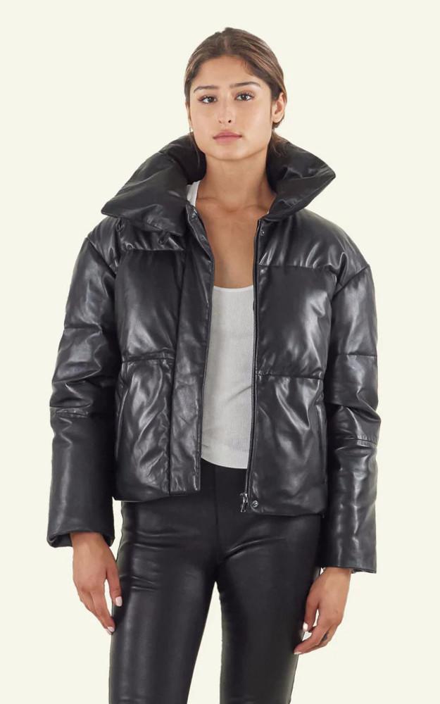 la canadienne Doudoune cuir June noire