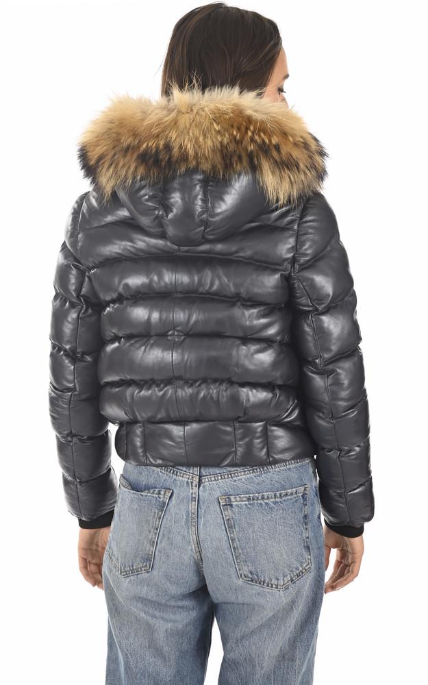 La Canadienne Doudoune Cuir Shana Bleu Marine