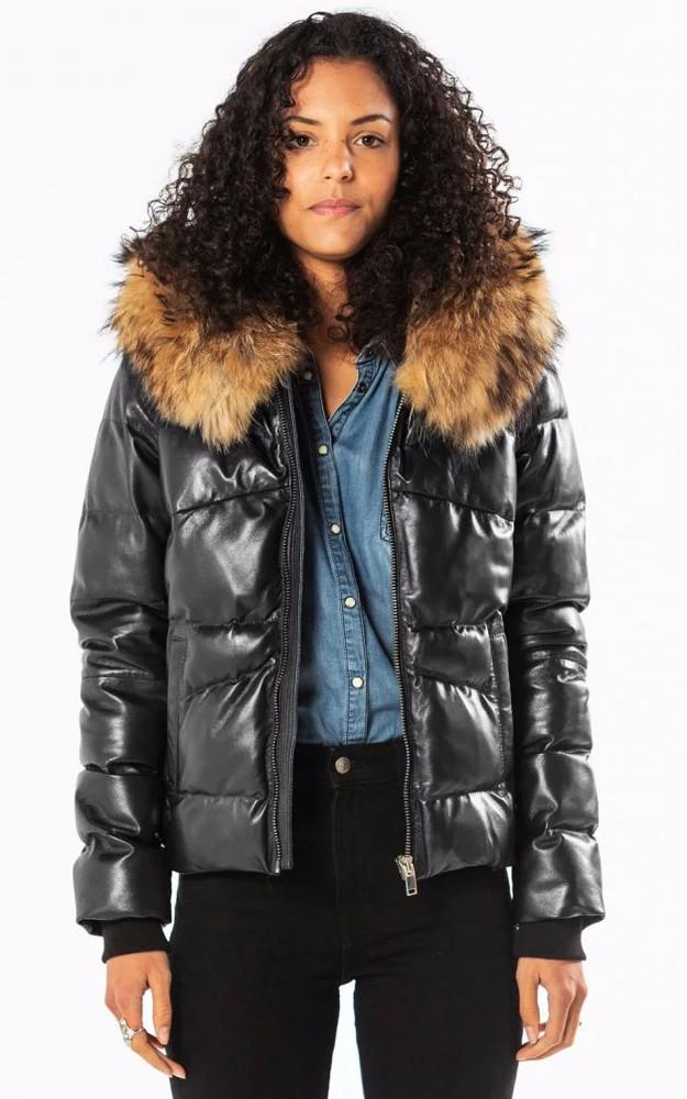 La Canadienne Doudoune Cuir Shana Noir