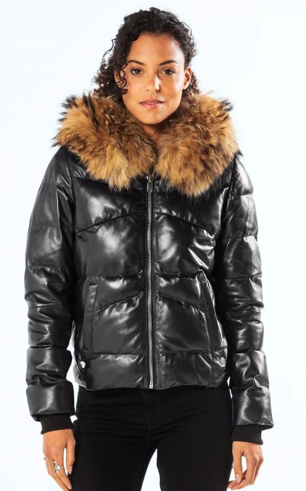 la canadienne Doudoune cuir Shana noir