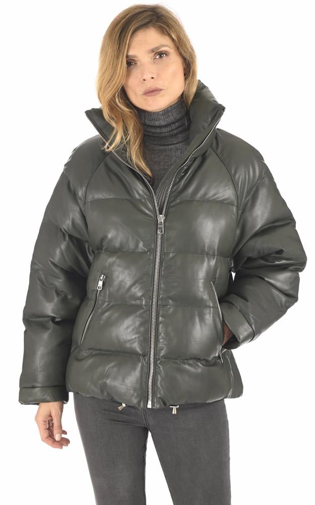 La Canadienne Doudoune Cuir Vert Sapin