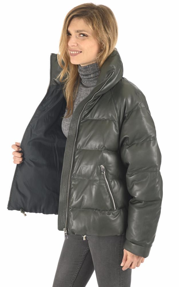 La Canadienne Doudoune Cuir Vert Sapin