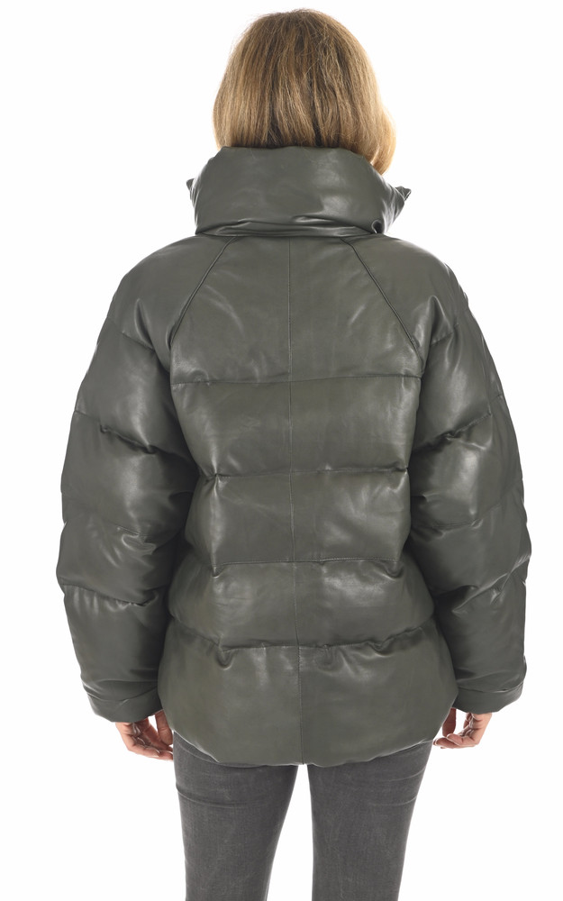 La Canadienne Doudoune Cuir Vert Sapin