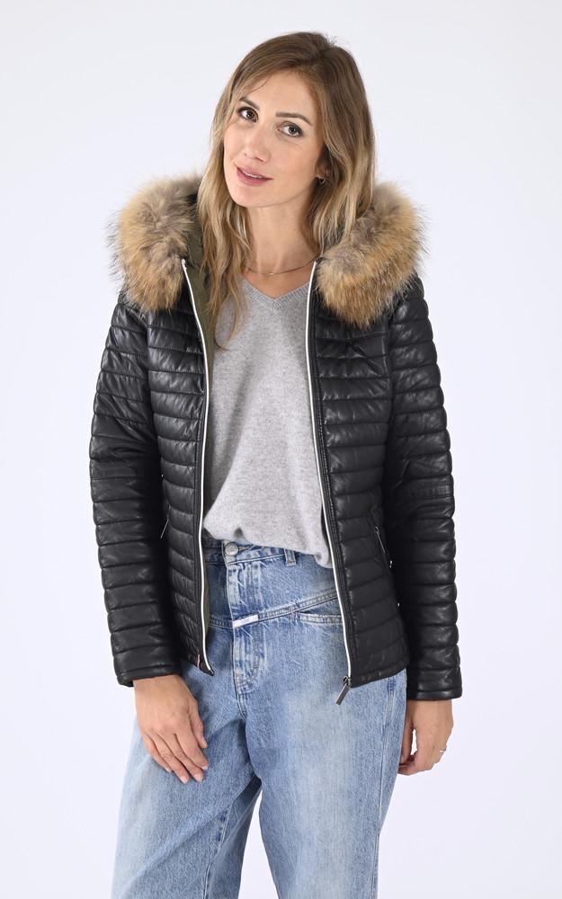 La Canadienne Doudoune Happy Cuir Noir