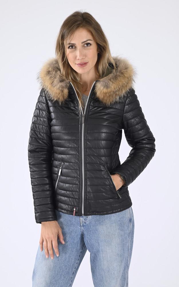 la canadienne Doudoune Happy cuir noir