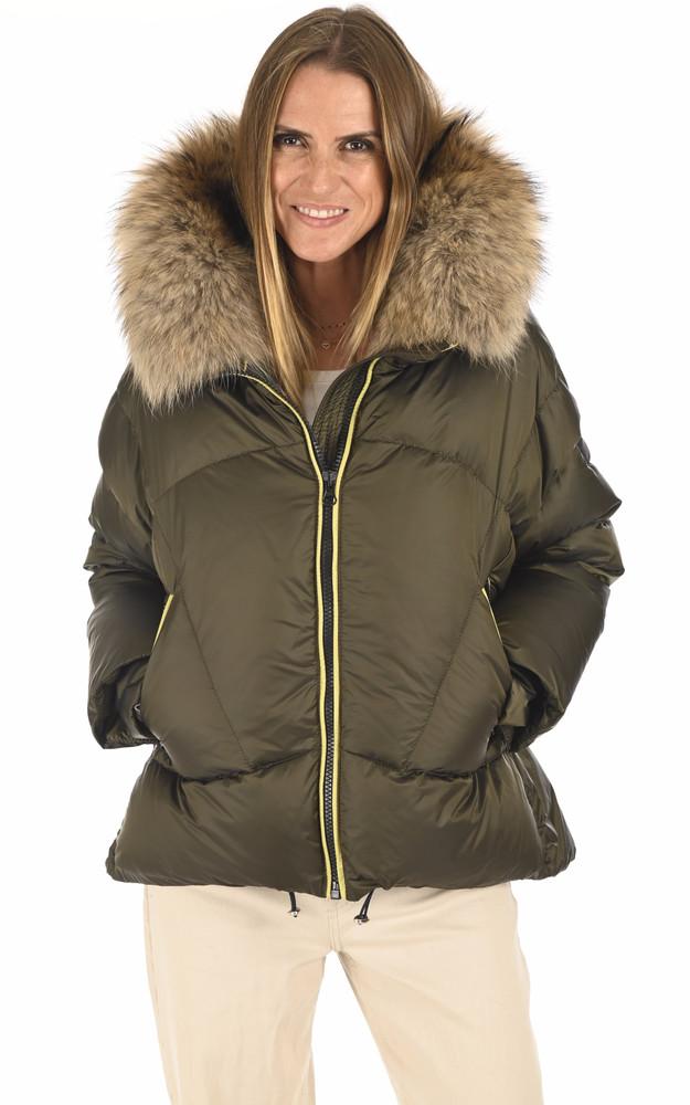 la canadienne Doudoune kaki avec Fin Raccoon