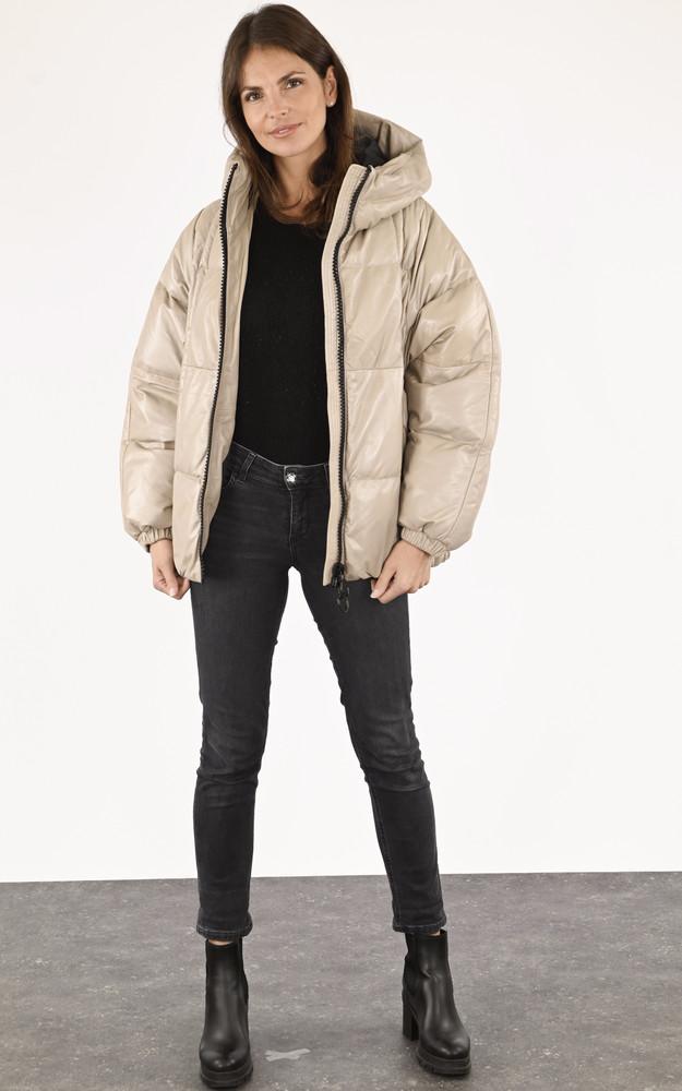 La Canadienne Doudoune Puffy Cuir Bulia Beige