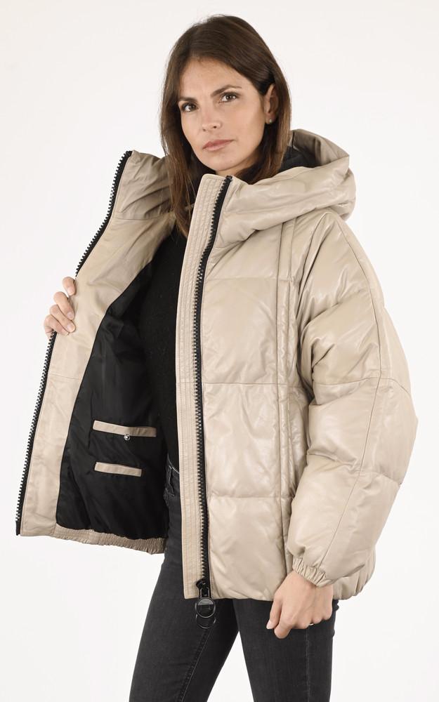 La Canadienne Doudoune Puffy Cuir Bulia Beige