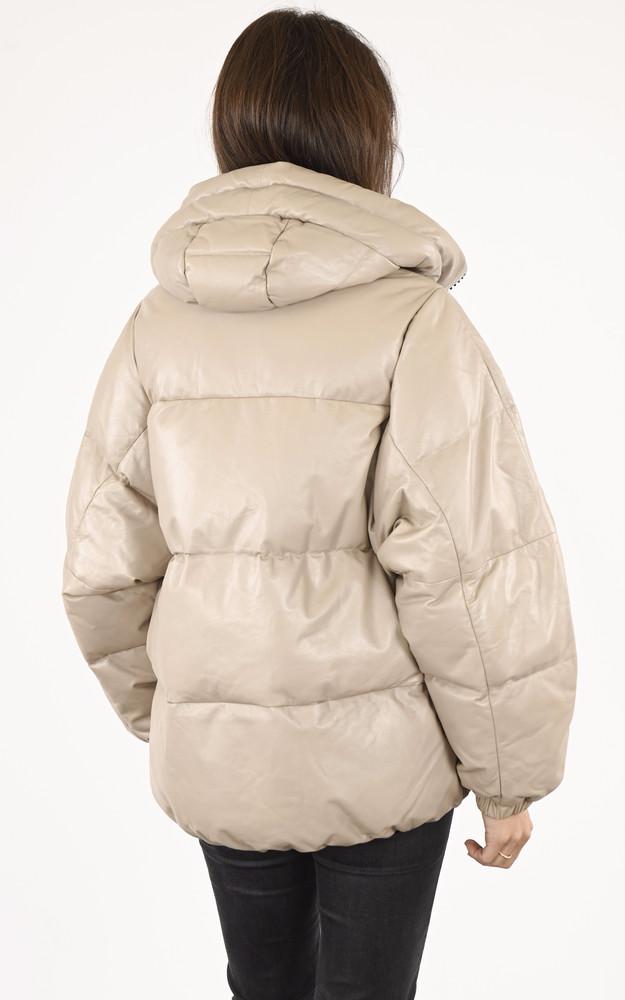 La Canadienne Doudoune Puffy Cuir Bulia Beige