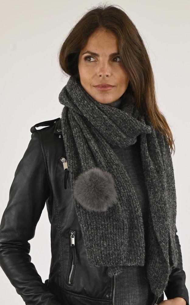 La Canadienne Echarpe Alpaga Et Renard Grise