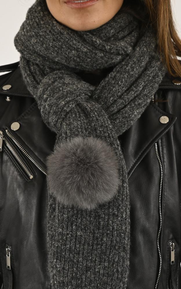 La Canadienne Echarpe Alpaga Et Renard Grise