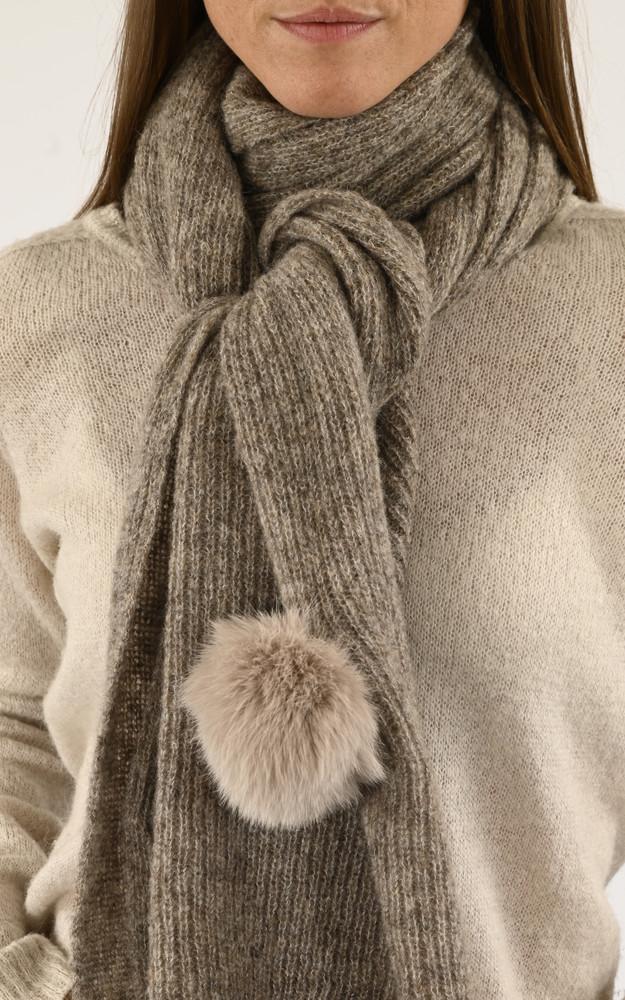 La Canadienne Echarpe Alpaga Et Renard Taupe