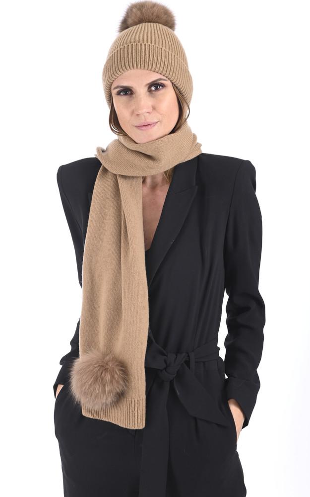 La Canadienne Écharpe Cachemire Et Renard Camel