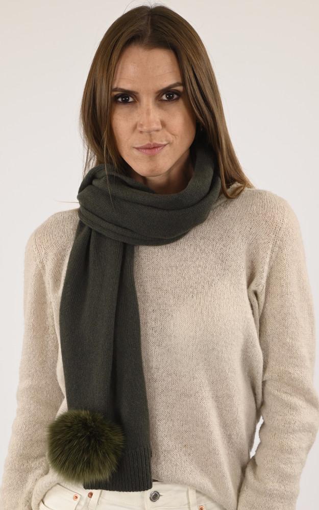 La Canadienne Écharpe Cachemire Et Renard Kaki