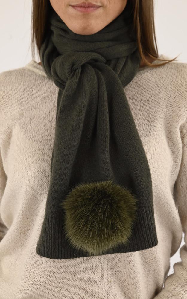 La Canadienne Écharpe Cachemire Et Renard Kaki