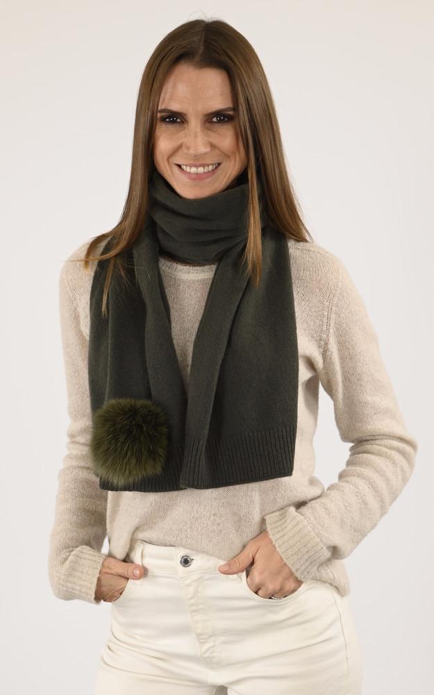 la canadienne Écharpe cachemire et renard kaki