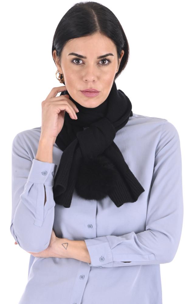 La Canadienne Écharpe Cachemire Et Renard Noire