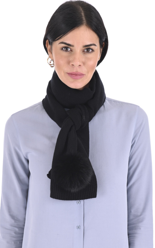 La Canadienne Écharpe Cachemire Et Renard Noire