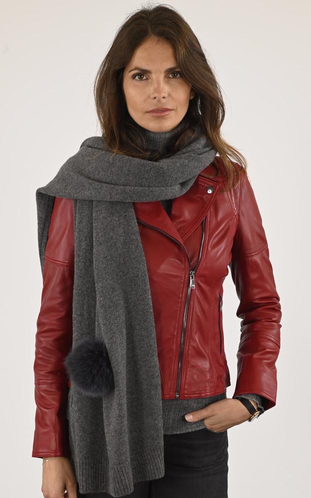 la canadienne Echarpe laine et renard grise