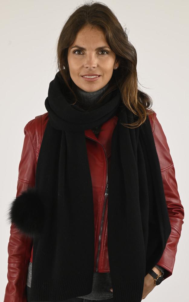 La Canadienne Echarpe Laine Et Renard Noire